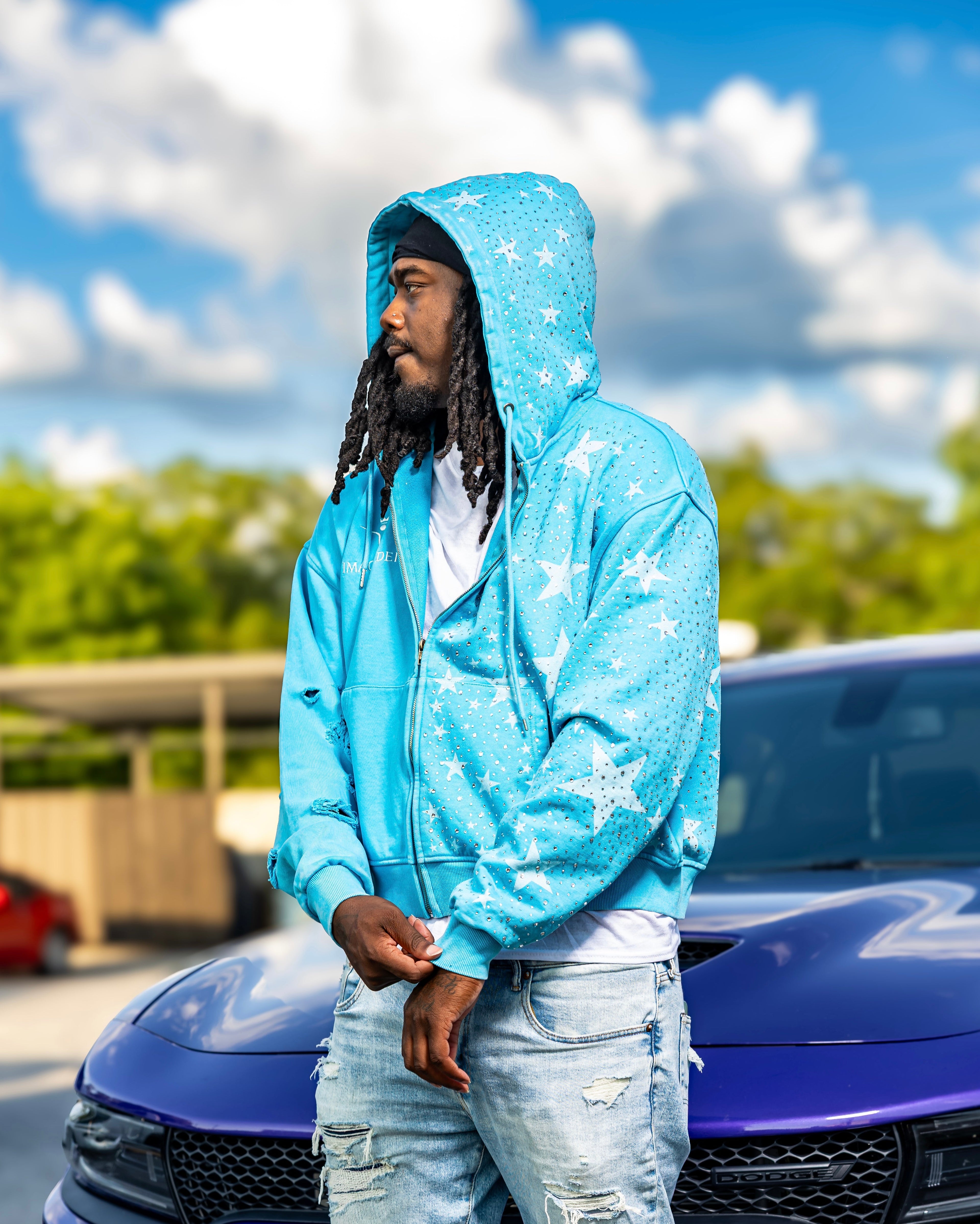 Cropped Oversized Blue Jacket